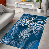 Aotearoa Maori Koru Curves Area Rug Silver Ferns - Navy Blue LT7 - Polynesian Pride