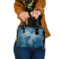 Aotearoa Maori Koru Curves Shoulder Handbag Silver Ferns - Navy Blue LT7 One Size Navy Blue - Polynesian Pride
