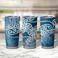 Aotearoa Maori Koru Curves Tumbler Cup Silver Ferns - Navy Blue LT7 - Polynesian Pride