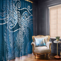 Aotearoa Maori Koru Curves Window Curtain Silver Ferns - Navy Blue LT7 - Polynesian Pride