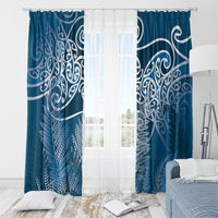 Aotearoa Maori Koru Curves Window Curtain Silver Ferns - Navy Blue LT7 - Polynesian Pride
