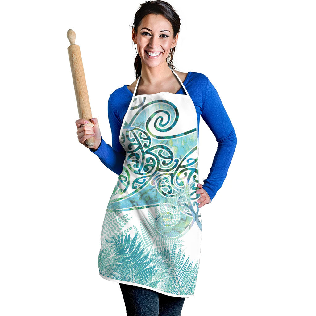 Aotearoa Maori Koru Curves Apron Mossy Paua Shell LT7 - Polynesian Pride