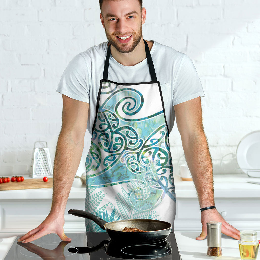 Aotearoa Maori Koru Curves Apron Mossy Paua Shell LT7 - Polynesian Pride