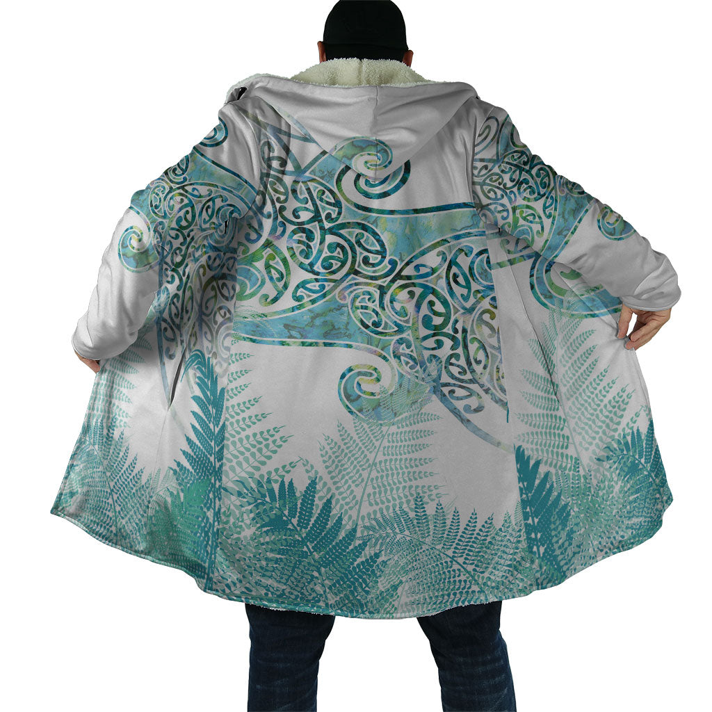 Aotearoa Maori Koru Curves Cloak Mossy Paua Shell