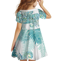 Aotearoa Maori Koru Curves Kid Short Sleeve Dress Mossy Paua Shell