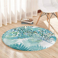 Aotearoa Maori Koru Curves Round Carpet Mossy Paua Shell