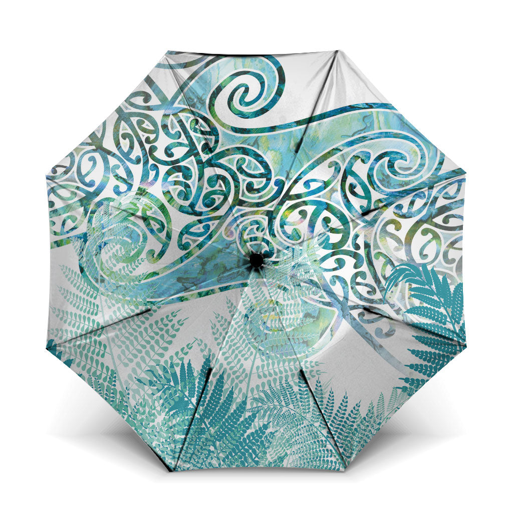 Aotearoa Maori Koru Curves Umbrella Mossy Paua Shell