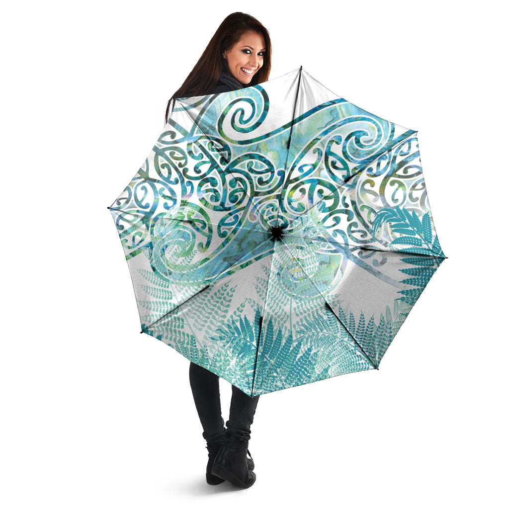 Aotearoa Maori Koru Curves Umbrella Mossy Paua Shell
