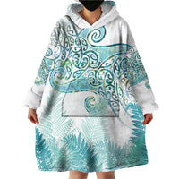 Aotearoa Maori Koru Curves Wearable Blanket Hoodie Mossy Paua Shell