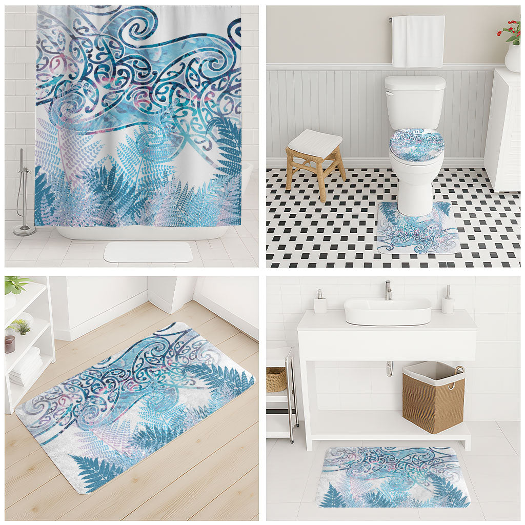 Aotearoa Maori Koru Curves Bathroom Set Aqua Paua Shell