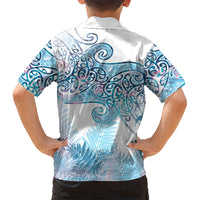 Aotearoa Maori Koru Curves Family Matching Long Sleeve Bodycon Dress and Hawaiian Shirt Aqua Paua Shell