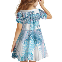 Aotearoa Maori Koru Curves Family Matching Long Sleeve Bodycon Dress and Hawaiian Shirt Aqua Paua Shell