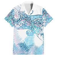 Aotearoa Maori Koru Curves Family Matching Puletasi and Hawaiian Shirt Aqua Paua Shell