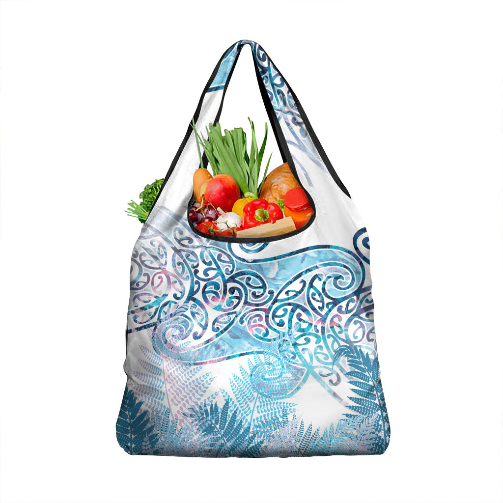 Aotearoa Maori Koru Curves Grocery Bag Aqua Paua Shell