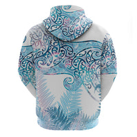 Aotearoa Maori Koru Curves Hoodie Aqua Paua Shell LT7 - Polynesian Pride