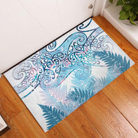 Aotearoa Maori Koru Curves Rubber Doormat Aqua Paua Shell LT7 - Polynesian Pride