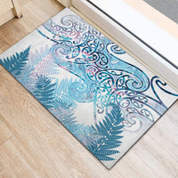 Aotearoa Maori Koru Curves Rubber Doormat Aqua Paua Shell LT7 - Polynesian Pride