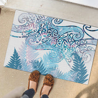 Aotearoa Maori Koru Curves Rubber Doormat Aqua Paua Shell LT7 - Polynesian Pride