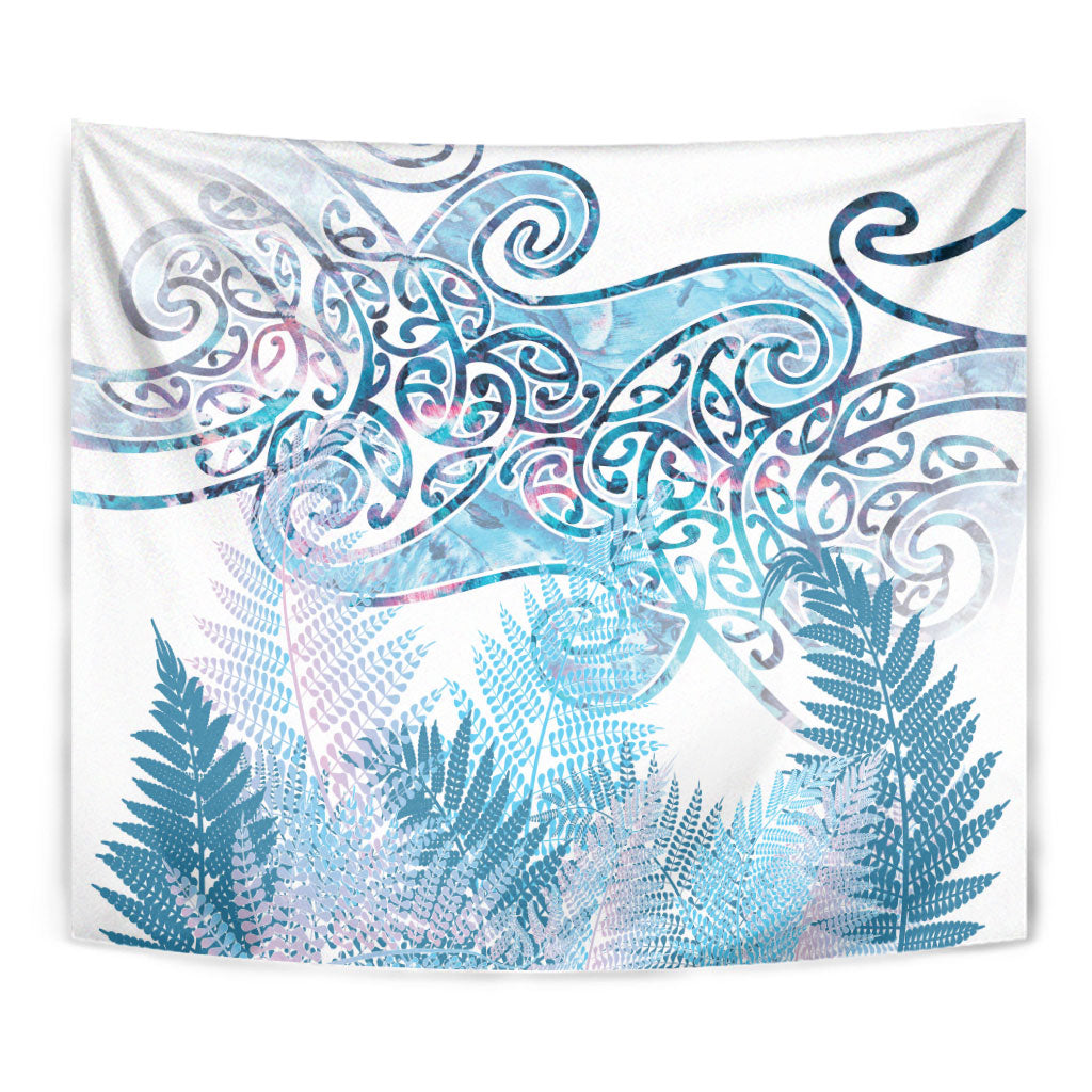 Aotearoa Maori Koru Curves Tapestry Aqua Paua Shell