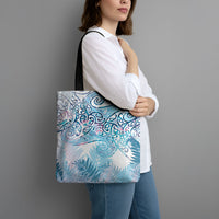Aotearoa Maori Koru Curves Tote Bag Aqua Paua Shell