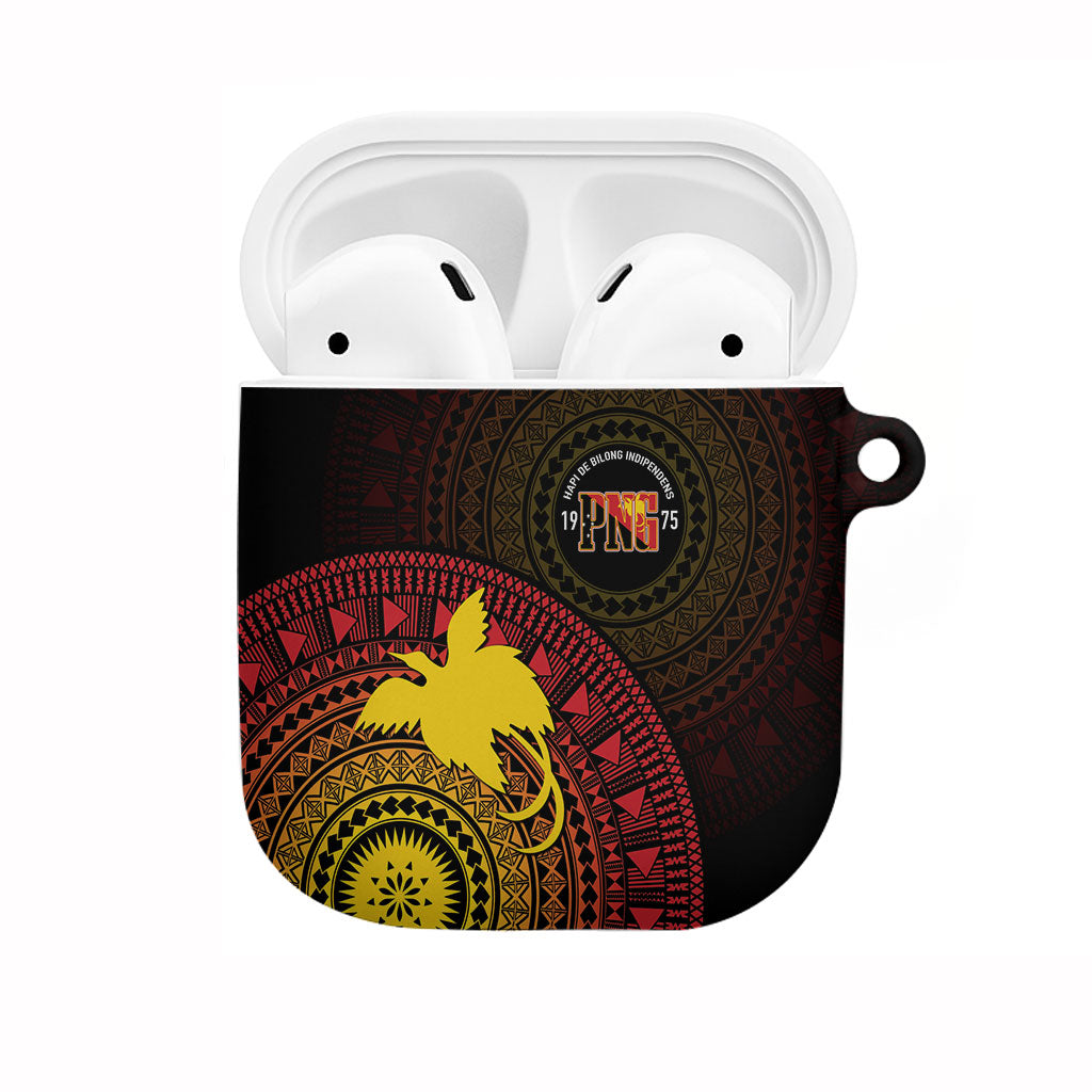 Papua New Guinea Independence AirPods Case Tapa Circle LT7 Black - Polynesian Pride