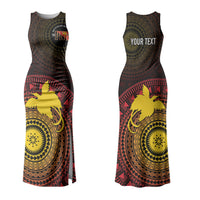 Papua New Guinea Independence Personalized Couples Matching Tank Maxi Dress and Long Sleeve Button Shirt Tapa Circle LT7 - Polynesian Pride