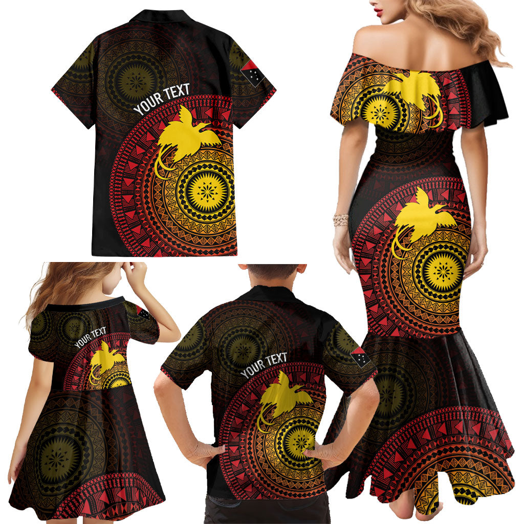 Papua New Guinea Independence Personalized Family Matching Mermaid Dress and Hawaiian Shirt Tapa Circle