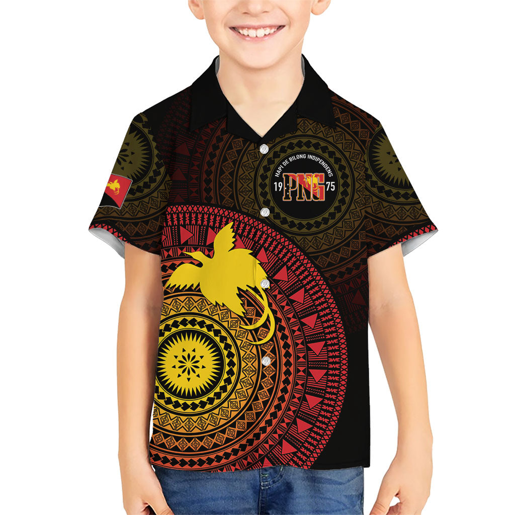 Papua New Guinea Independence Personalized Family Matching Off The Shoulder Long Sleeve Dress and Hawaiian Shirt Tapa Circle
