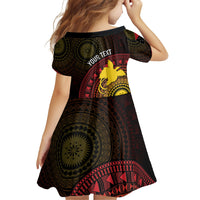 Papua New Guinea Independence Personalized Family Matching Off Shoulder Short Dress and Hawaiian Shirt Tapa Circle