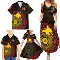 Papua New Guinea Independence Personalized Family Matching Summer Maxi Dress and Hawaiian Shirt Tapa Circle