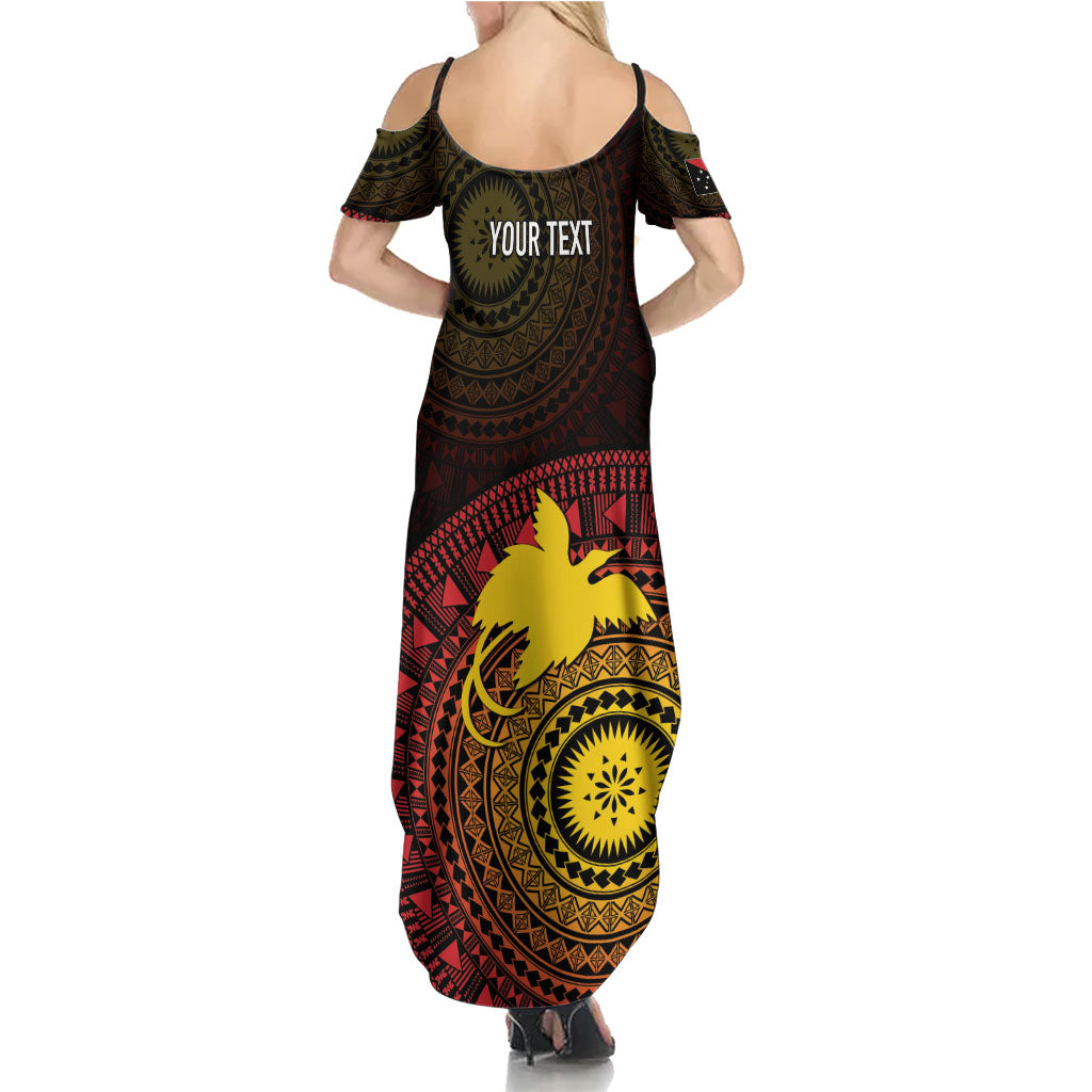 Papua New Guinea Independence Personalized Family Matching Summer Maxi Dress and Hawaiian Shirt Tapa Circle