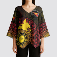 Papua New Guinea Independence Personalized Kimono Sleeve Blouse Tapa Circle