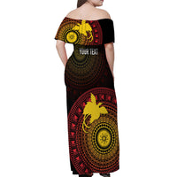 Papua New Guinea Independence Personalized Off Shoulder Maxi Dress Tapa Circle