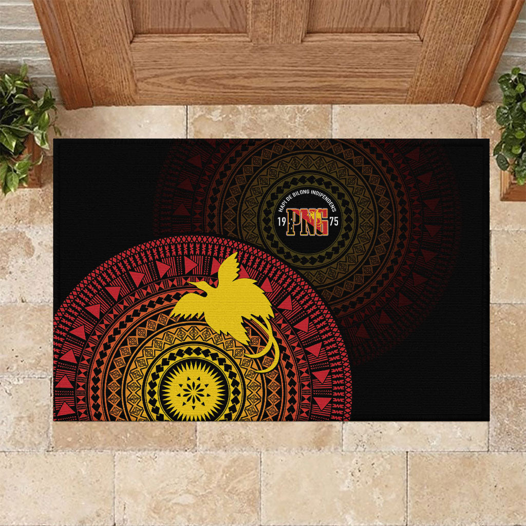Papua New Guinea Independence Rubber Doormat Tapa Circle