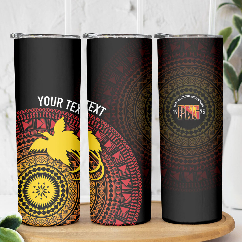 Papua New Guinea Independence Personalized Skinny Tumbler Tapa Circle
