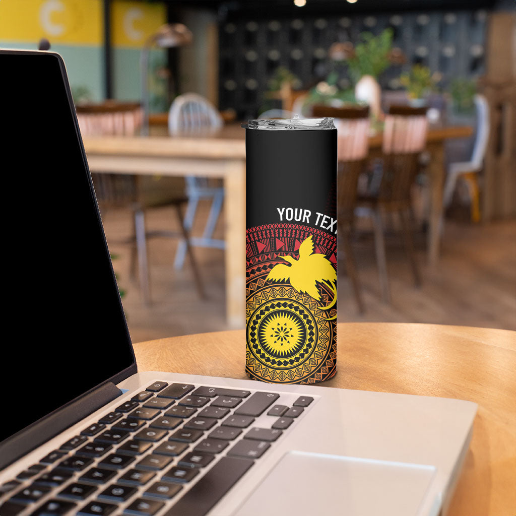 Papua New Guinea Independence Personalized Skinny Tumbler Tapa Circle