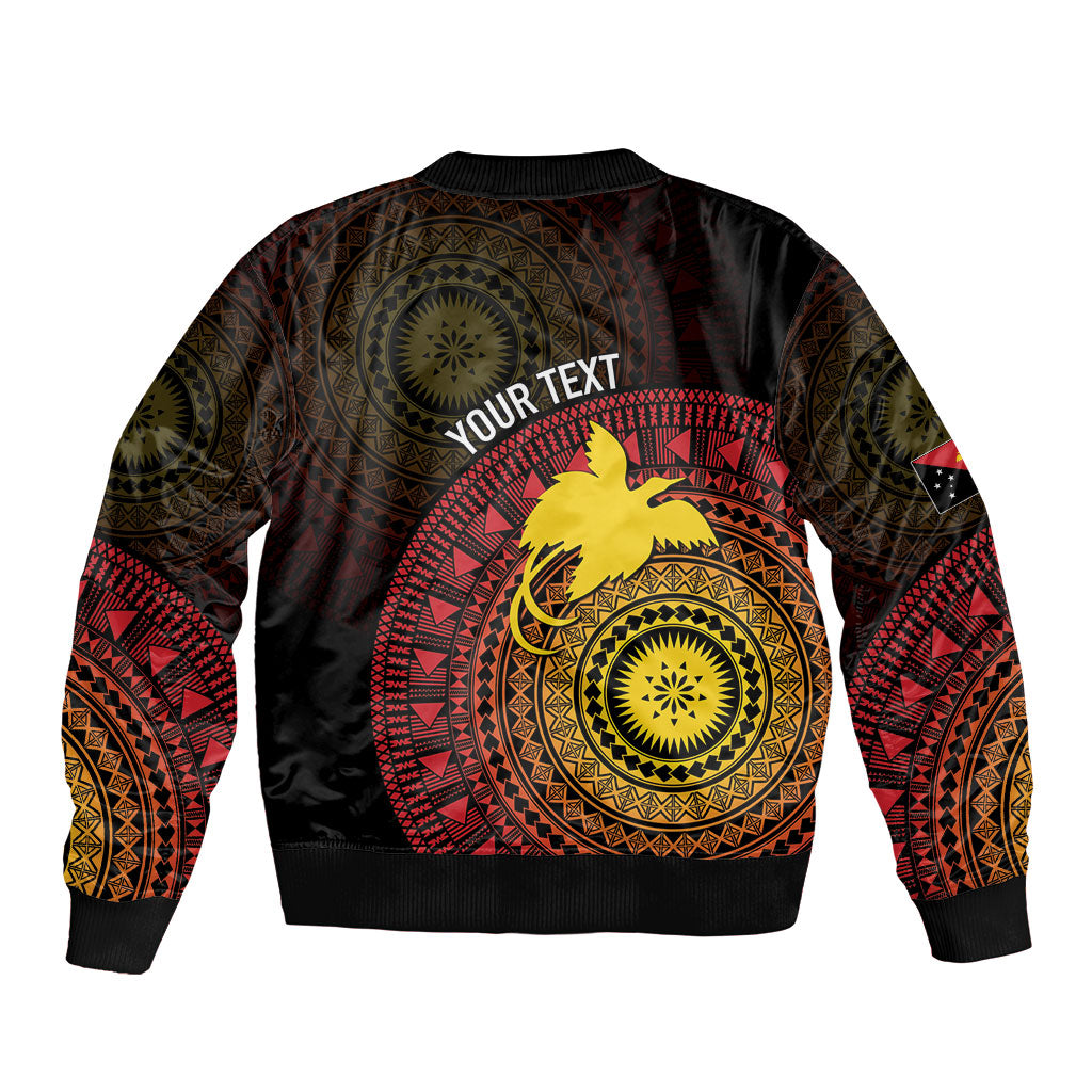 Papua New Guinea Independence Personalized Sleeve Zip Bomber Jacket Tapa Circle