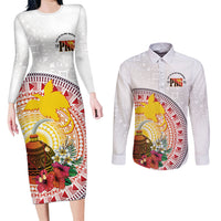 Hapi De Bilong Indipendens Papua New Guinea Couples Matching Long Sleeve Bodycon Dress and Long Sleeve Button Shirt PNG Lime Pot