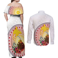 Hapi De Bilong Indipendens Papua New Guinea Couples Matching Off Shoulder Maxi Dress and Long Sleeve Button Shirt PNG Lime Pot
