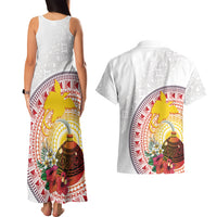 Hapi De Bilong Indipendens Papua New Guinea Couples Matching Tank Maxi Dress and Hawaiian Shirt PNG Lime Pot