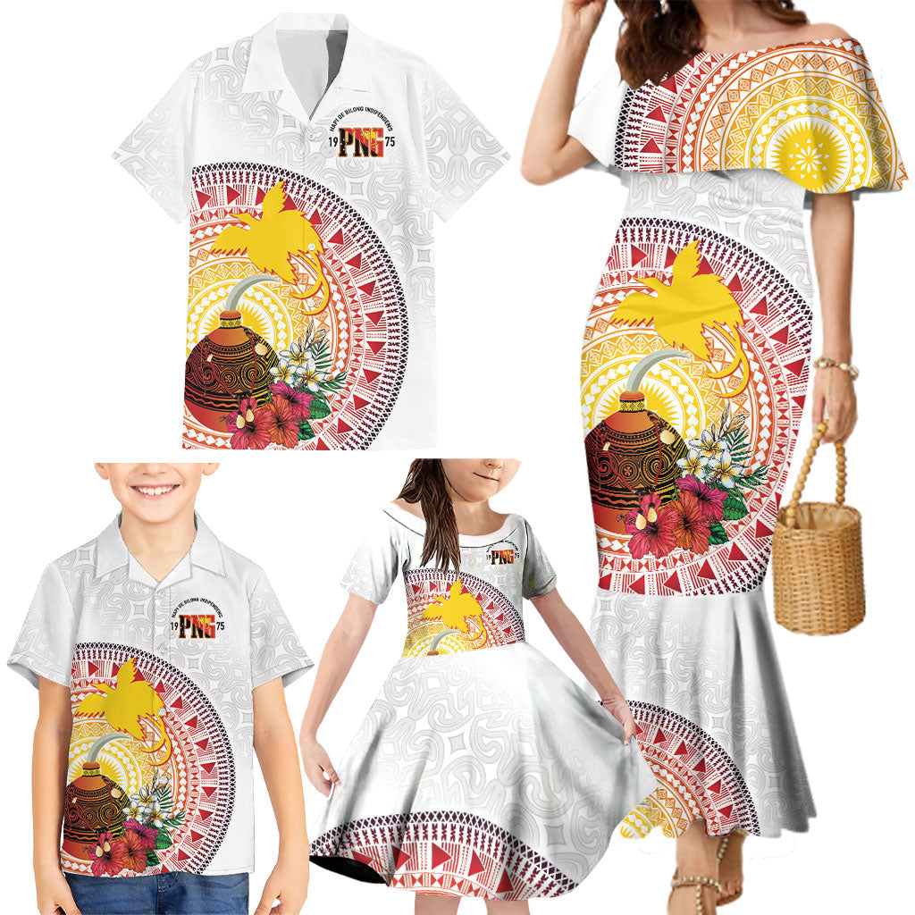 Hapi De Bilong Indipendens Papua New Guinea Family Matching Mermaid Dress and Hawaiian Shirt PNG Lime Pot