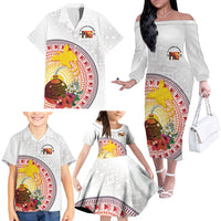 Hapi De Bilong Indipendens Papua New Guinea Family Matching Off The Shoulder Long Sleeve Dress and Hawaiian Shirt PNG Lime Pot