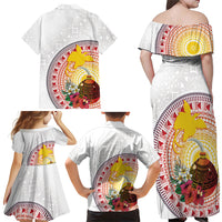 Hapi De Bilong Indipendens Papua New Guinea Family Matching Off Shoulder Maxi Dress and Hawaiian Shirt PNG Lime Pot