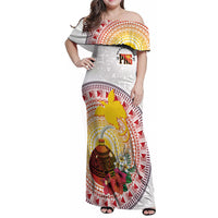 Hapi De Bilong Indipendens Papua New Guinea Family Matching Off Shoulder Maxi Dress and Hawaiian Shirt PNG Lime Pot