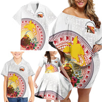 Hapi De Bilong Indipendens Papua New Guinea Family Matching Off Shoulder Short Dress and Hawaiian Shirt PNG Lime Pot