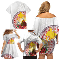 Hapi De Bilong Indipendens Papua New Guinea Family Matching Off Shoulder Short Dress and Hawaiian Shirt PNG Lime Pot