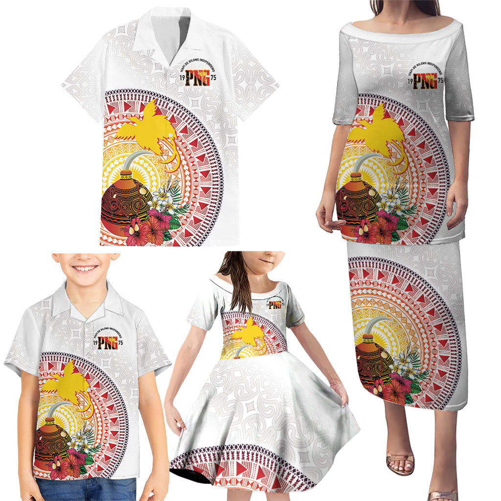 Hapi De Bilong Indipendens Papua New Guinea Family Matching Puletasi and Hawaiian Shirt PNG Lime Pot