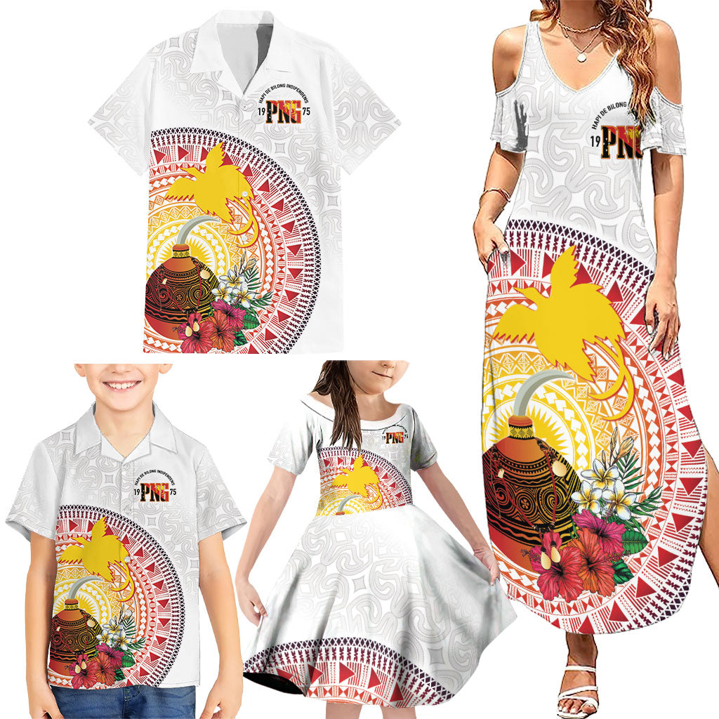 Hapi De Bilong Indipendens Papua New Guinea Family Matching Summer Maxi Dress and Hawaiian Shirt PNG Lime Pot