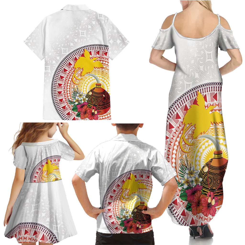 Hapi De Bilong Indipendens Papua New Guinea Family Matching Summer Maxi Dress and Hawaiian Shirt PNG Lime Pot