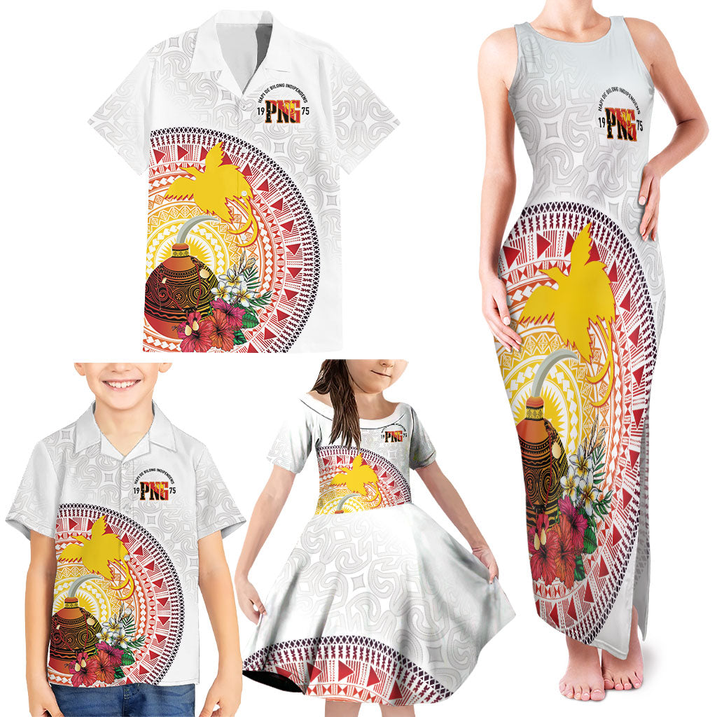 Hapi De Bilong Indipendens Papua New Guinea Family Matching Tank Maxi Dress and Hawaiian Shirt PNG Lime Pot